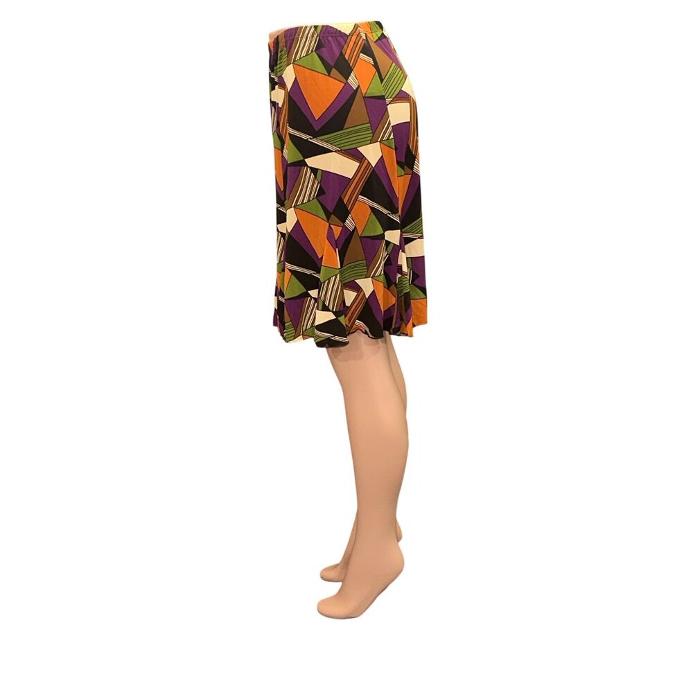 Briggs New York Vintage Inspired Geometric Flare Skirt Abstract Midi Style Sz M - Picture 5 of 12